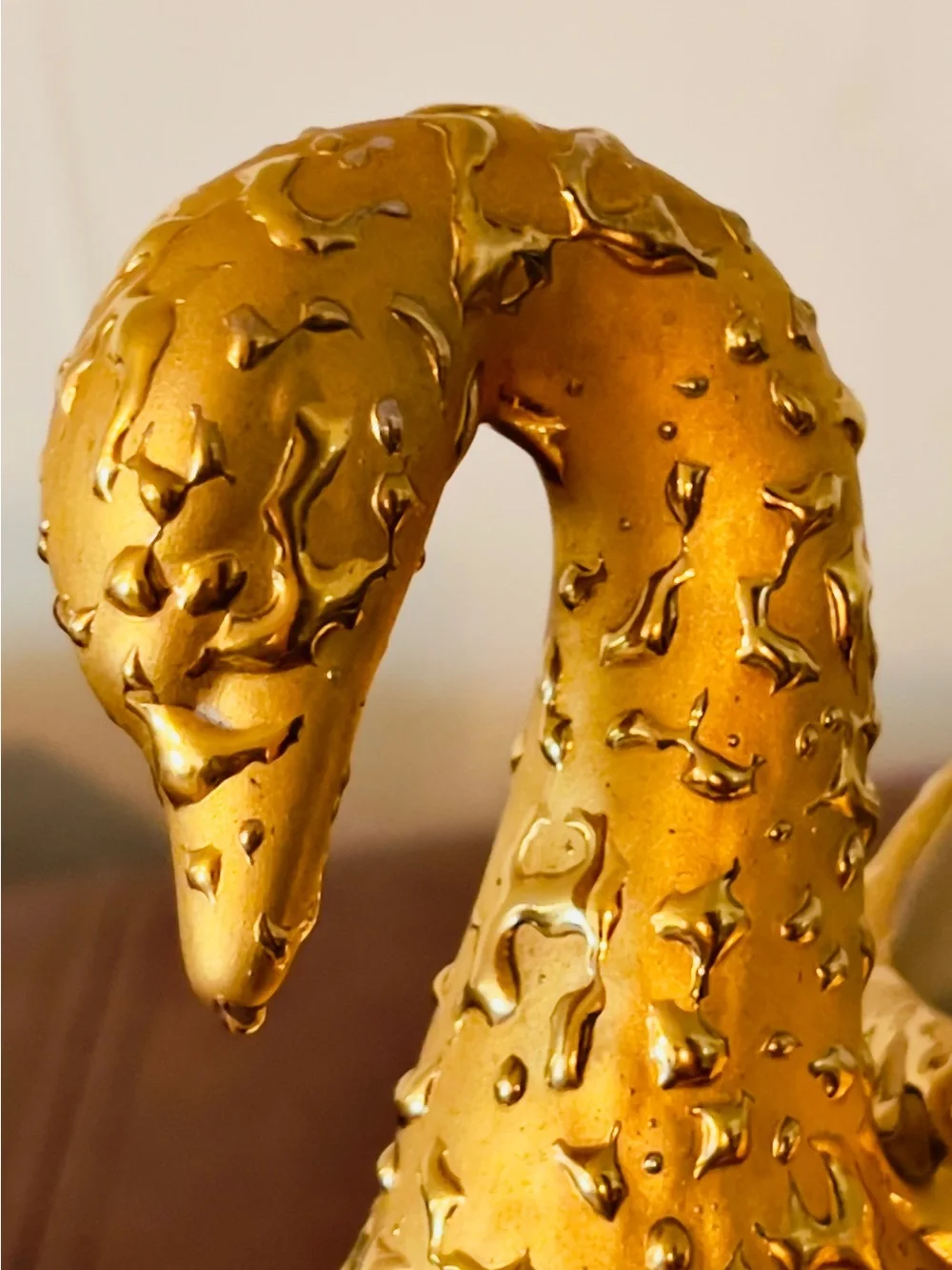 Vintage 22K Weeping Bright Gold Swan Planter MCM Large 9” Flawless